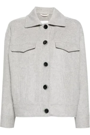 ELEVENTY Femme, Vestes, Gris, Taille: 42 FR Veste Grise Boutonnée en Laine et Cachemire