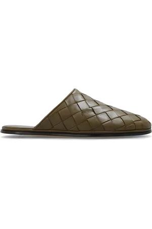 Bottega Veneta Homme, Chaussures, Vert, Taille: 41 1/2 EU Sunday Leather Slides