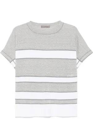 D.EXTERIOR Femme, Tops, Gris, Taille: 38 FR T-shirt à Rayures Gris Clair