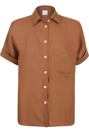 ELEVENTY Femme, Blouses et Chemises, Brun, Taille: 38 FR Chemise en lin