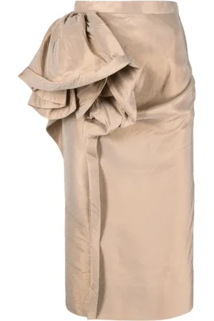 Maison Margiela Femme, Jupes, , Taille: 36 FR Jupe Midi Florale Satinée Dorée