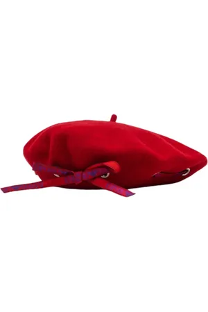 Emporio Armani Femme, Accessoires, Rouge, Taille: S Bonnet en laine avec logo bleu