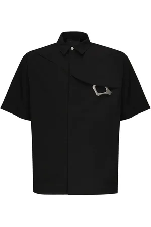 HELIOT EMIL Homme, Chemises, Noir, Taille: L Chemise en Nylon Noir avec Mousqueton