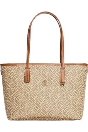 Tommy Hilfiger Femme, Sacs, , Taille: ONE Size Grand Sac Cabas Monogramme avec Finition Texturée