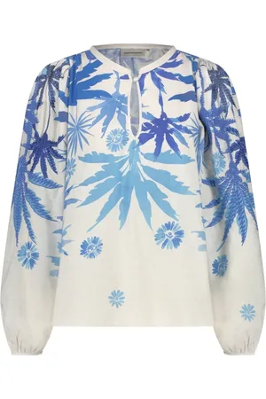 Fabienne Chapot Femme, Blouses et Chemises, Multicolore, Taille: 36 FR Top Tropical Blue à Manches Longues