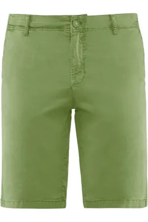 Bomboogie Homme, Shorts, Vert, Taille: W34 Bermuda Slim Fit en Gabardine de Coton Stretch