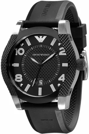 Emporio Armani Homme, Accessoires, Noir, Taille: ONE Size Montre Homme en Acier Inoxydable Noir