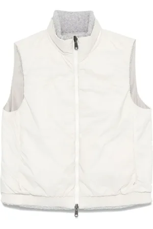 Brunello Cucinelli Femme, Vestes, Blanc, Taille: 38 FR Gilet Rembourré Réversible