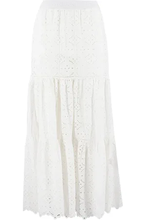 ERMANNO SCERVINO Femme, Jupes, Blanc, Taille: 36 FR Jupe Longue en Coton Découpée