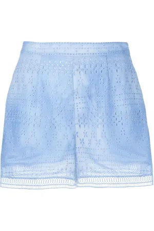 ERMANNO SCERVINO Femme, Shorts, Bleu, Taille: 38 FR Short Bleu en Coton Broderie Anglaise