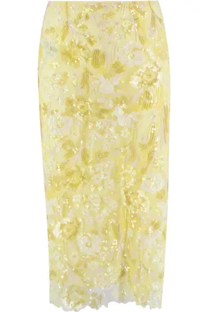 ERMANNO SCERVINO Femme, Jupes, Jaune, Taille: 36 FR Jupe Midi à Sequins Floraux