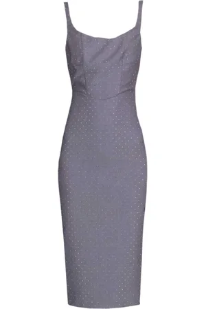ERMANNO SCERVINO Femme, Robes, Gris, Taille: 38 FR Robe Gris Ardoise Ornée de Cristaux