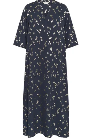 Part Two Femme, Robes, Bleu, Taille: 38 FR Robe à imprimé foil navy