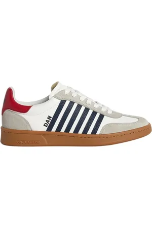 Dsquared2 Homme, Chaussures, Blanc, Taille: 42 EU Baskets Vintage en Cuir Style Boxer