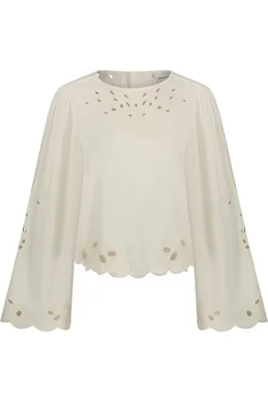 Fabienne Chapot Femme, Blouses et Chemises, Blanc, Taille: 40 FR Haut à Manches Bouffantes avec Détail de