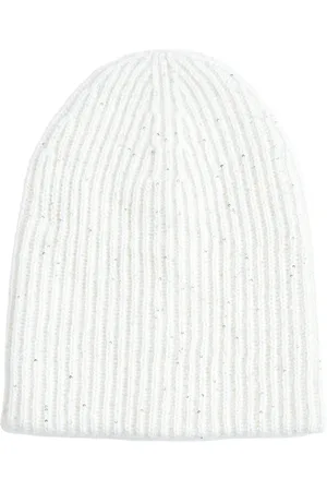 Fabiana Filippi Femme, Accessoires, Blanc, Taille: ONE Size Bonnet en maille côtelée orné de sequins
