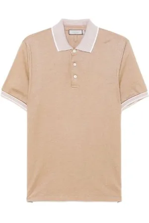 CANALI Homme, Tops, Brun, Taille: 3XL Polo Marron Doré