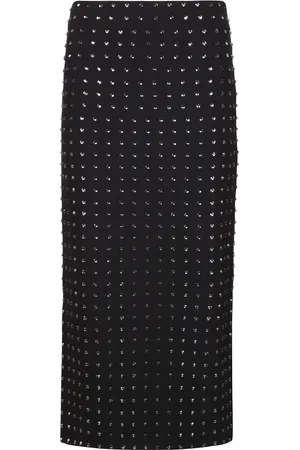 Sportmax Femme, Jupes, Noir, Taille: 36 FR Jupe Midi en Jersey avec Cristaux