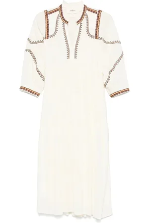 Bash Femme, Robes, Blanc, Taille: 36 FR Robe à Col Volant Brodé