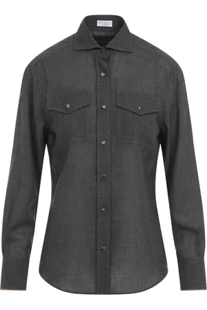 Brunello Cucinelli Femme, Blouses et Chemises, Gris, Taille: 36 FR Chemise en laine grise