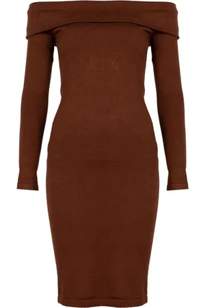 Guess Femme, Robes, Brun, Taille: 38 FR Élégante robe midi d`été