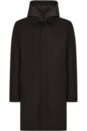 Duno Homme, Manteaux, Noir, Taille: XS Manteau long en laine avec capuche amovible