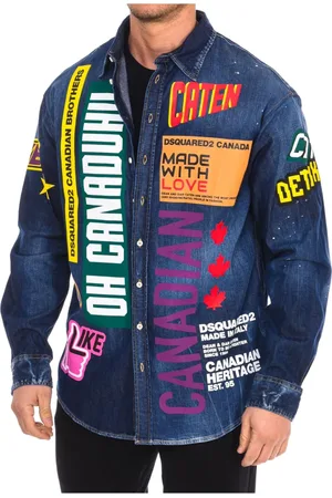 Dsquared2 Homme, Chemises, Multicolore, Taille: S Chemise en denim à manches longues avec motif de la marque
