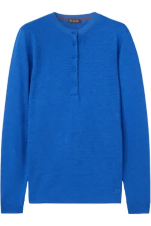 Loro Piana Femme, Pulls, Bleu, Taille: 36 FR Pull en jersey de lin