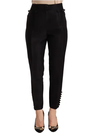Dsquared2 Femme, Pantalons, Noir, Taille: 36 FR Pantalon Chic Taille Haute Coupe Courte