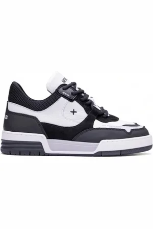 New Lab Homme, Chaussures, Blanc, Taille: 40 EU Baskets en cuir blanc et daim noir