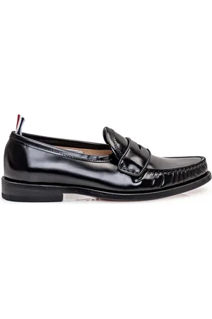 Thom Browne Femme, Chaussures, Noir, Taille: 38 EU Mocassins en cuir noir, style à enfiler
