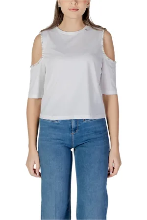 Liu Jo Femme, Blouses et Chemises, Blanc, Taille: 42 FR Short en Jean Ceinturé Taille Haute