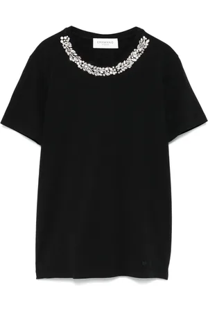 ERMANNO SCERVINO Femme, Tops, Noir, Taille: 36 FR T-shirt à Manches Courtes avec Applications