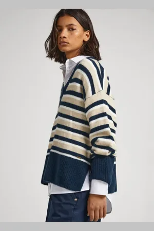 Pepe Jeans Femme, Pulls, Bleu, Taille: 42 FR V-neck Tricots