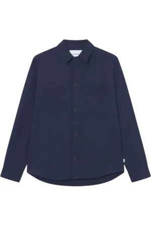 Les Deux Homme, Chemises, Bleu, Taille: L Chemise en Lin Respirante pour Mi-Saison