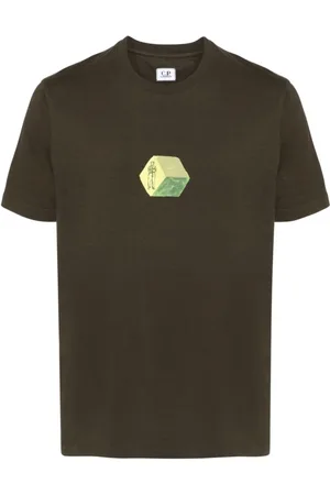 C.P. Company Homme, Tops, Vert, Taille: L T-Shirt à Manches Courtes et Imprimé Graphique