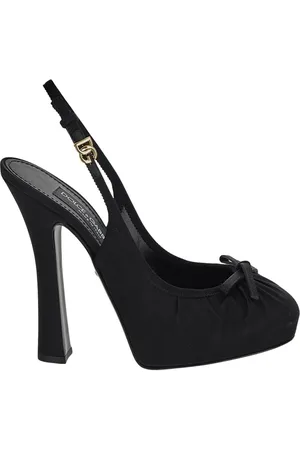Dolce & Gabbana Femme, Chaussures, Noir, Taille: 40 EU Satin Slingback Chaussures