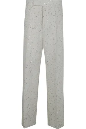 SAPIO Femme, Pantalons, Blanc, Taille: 36 FR Pantalon Large à Paillettes