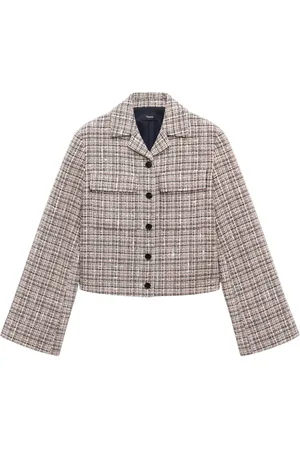 THEORY Femme, Vestes, Multicolore, Taille: 36 FR Veste tweed courte avec silhouette décontractée