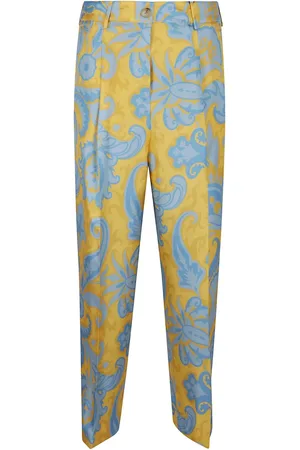 Etro Femme, Pantalons, Multicolore, Taille: 38 FR Pantalon Femme Élégant en Soie Bleue
