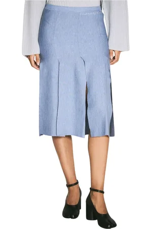Marni Femme, Jupes, Bleu, Taille: 38 FR Jupe Midi en Maille avec Fentes Brutes