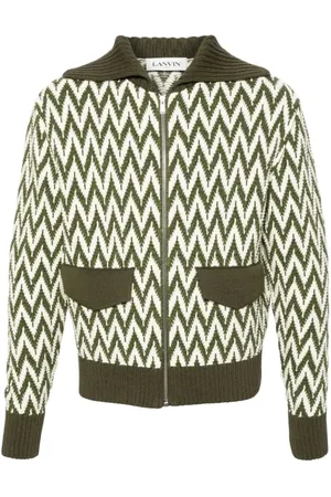 Lanvin Homme, Pulls, Vert, Taille: S Veste Bomber Kaki et Blanche