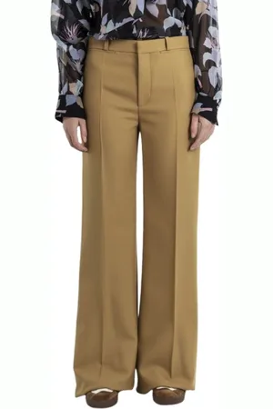 Chloé Femme, Pantalons, Vert, Taille: 42 FR Pantalon de tailleur en laine grain de poudre