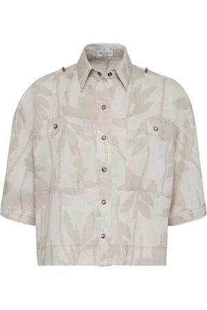 Brunello Cucinelli Femme, Blouses et Chemises, Multicolore, Taille: 42 FR Chemise en lin