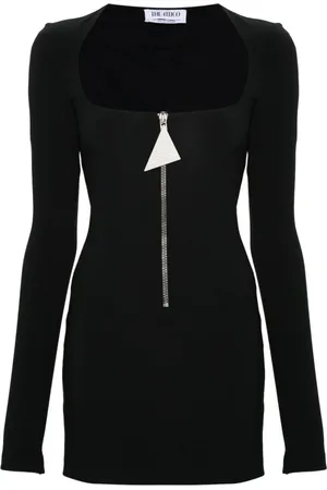 The Attico Femme, Robes, Noir, Taille: 36 FR Mini-robe moulante à col arrondi et manches longues