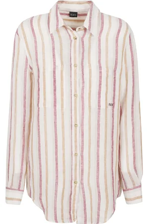 FAY Femme, Blouses et Chemises, Rose, Taille: 36 FR Chemise en lin rayé