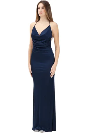 Elisabetta Franchi Femme, Robes, Bleu, Taille: 42 FR Robe Longue Bleue avec Bretelles Tubulaires