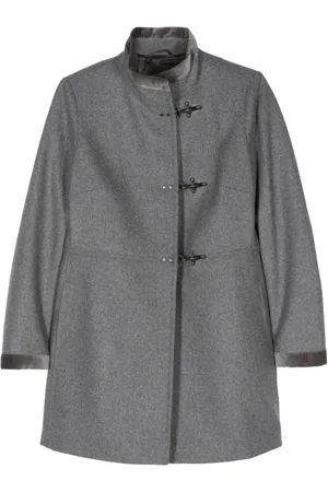 FAY Femme, Manteaux, Gris, Taille: 38 FR Manteau Gris en Laine Mélangée à Col Montant