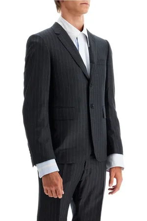 Thom Browne Homme, Vestes, Gris, Taille: S Veste croisée en laine à rayures tennis