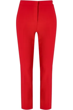 Elisabetta Franchi Femme, Pantalons, Rouge, Taille: 36 FR Pantalon Crêpe Rouge Passion avec Bande Dorée